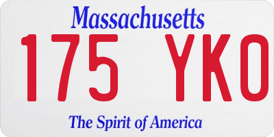 MA license plate 175YK0