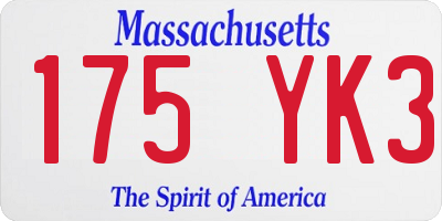 MA license plate 175YK3