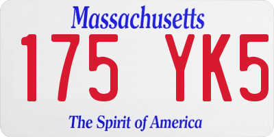 MA license plate 175YK5