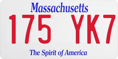 MA license plate 175YK7