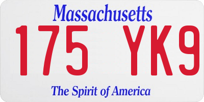 MA license plate 175YK9