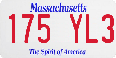 MA license plate 175YL3
