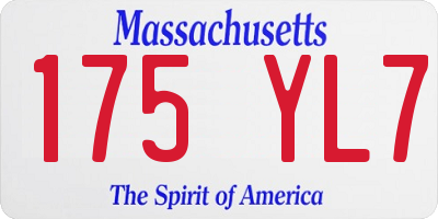 MA license plate 175YL7