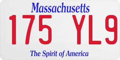 MA license plate 175YL9