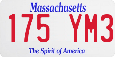 MA license plate 175YM3