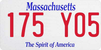 MA license plate 175YO5