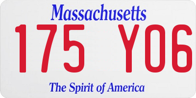 MA license plate 175YO6