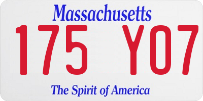 MA license plate 175YO7
