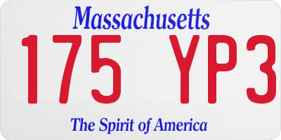 MA license plate 175YP3