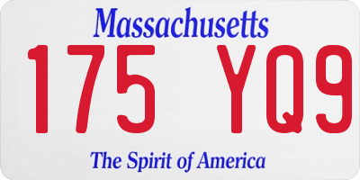 MA license plate 175YQ9