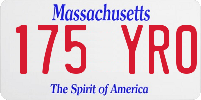 MA license plate 175YR0