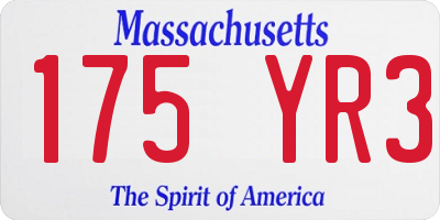 MA license plate 175YR3