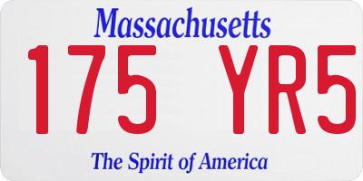 MA license plate 175YR5
