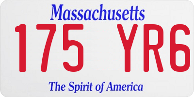 MA license plate 175YR6