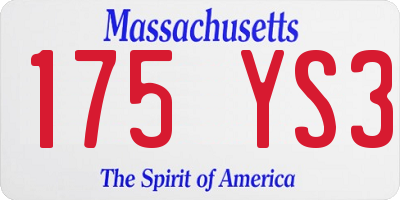 MA license plate 175YS3