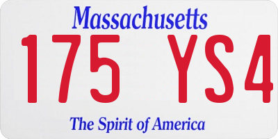 MA license plate 175YS4
