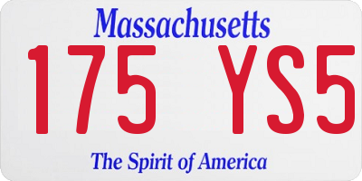 MA license plate 175YS5