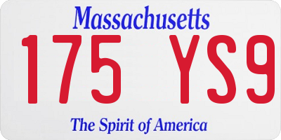 MA license plate 175YS9