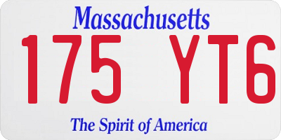 MA license plate 175YT6