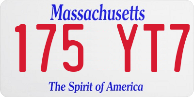 MA license plate 175YT7