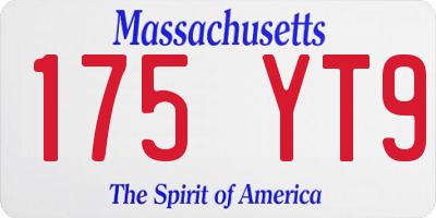 MA license plate 175YT9