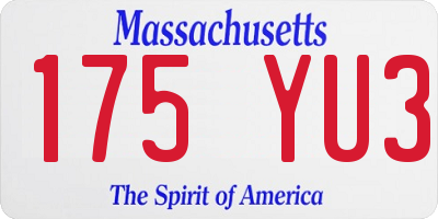 MA license plate 175YU3
