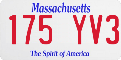 MA license plate 175YV3