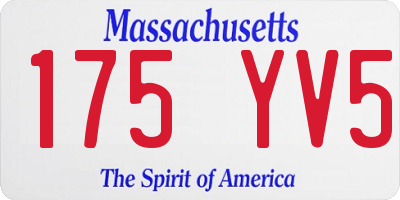 MA license plate 175YV5
