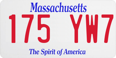 MA license plate 175YW7