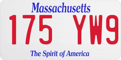MA license plate 175YW9