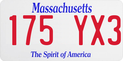 MA license plate 175YX3