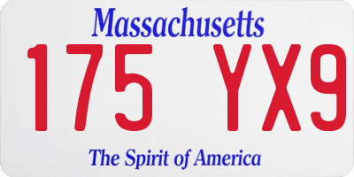 MA license plate 175YX9