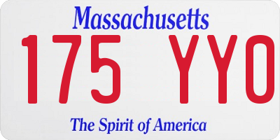 MA license plate 175YY0