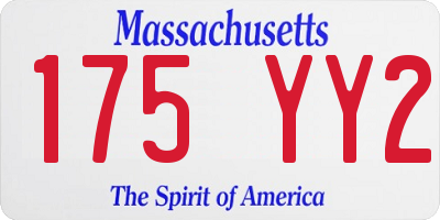 MA license plate 175YY2
