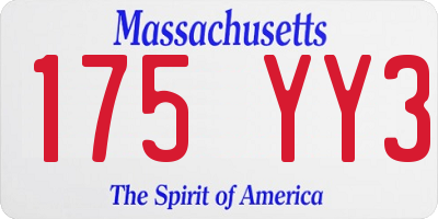 MA license plate 175YY3