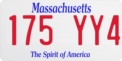 MA license plate 175YY4