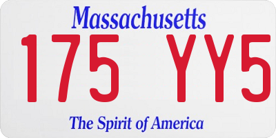 MA license plate 175YY5