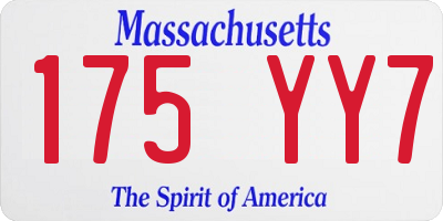 MA license plate 175YY7