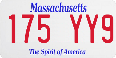 MA license plate 175YY9