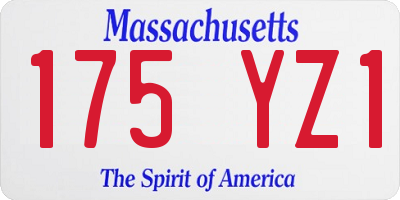 MA license plate 175YZ1