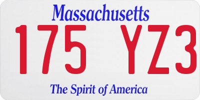 MA license plate 175YZ3