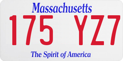 MA license plate 175YZ7