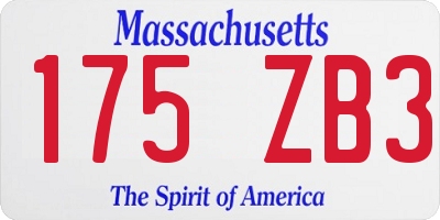 MA license plate 175ZB3