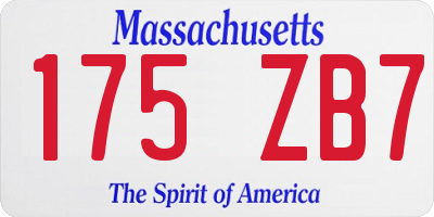 MA license plate 175ZB7