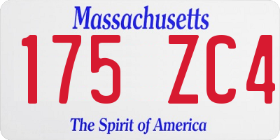 MA license plate 175ZC4