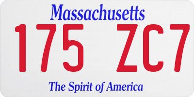 MA license plate 175ZC7