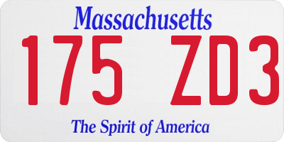 MA license plate 175ZD3