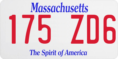 MA license plate 175ZD6