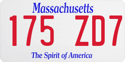 MA license plate 175ZD7