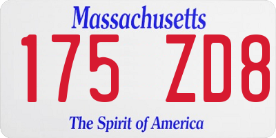 MA license plate 175ZD8